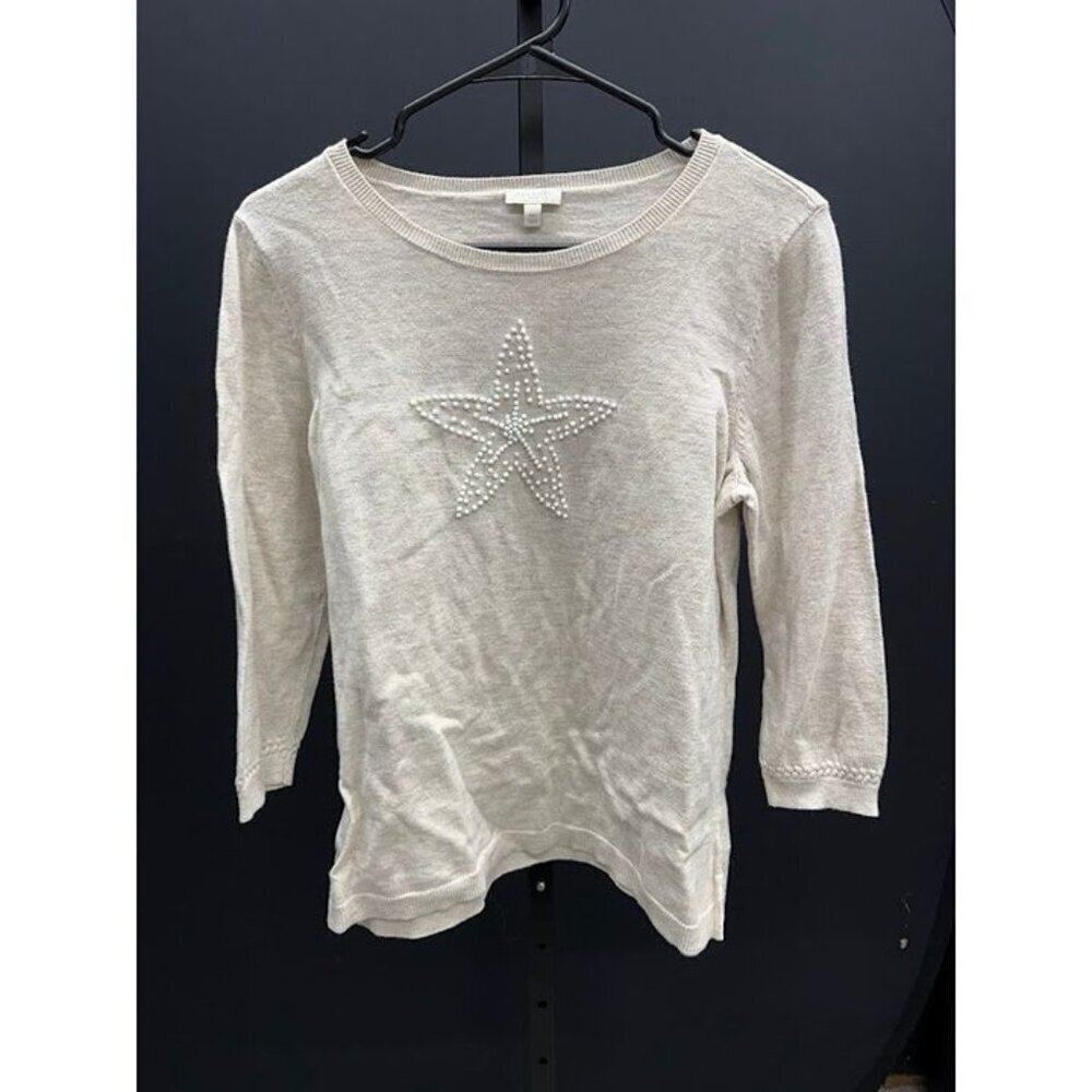 Talbots Lightweight Starfish Oatmeal Beige Sweater
